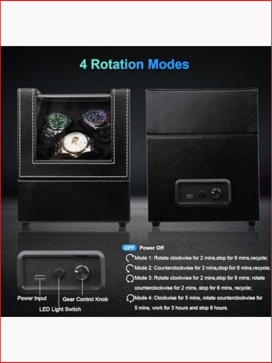 3 Watch Winder with LED Light, Japanese Quiet Motor, 4 Rotation Modes main image 7